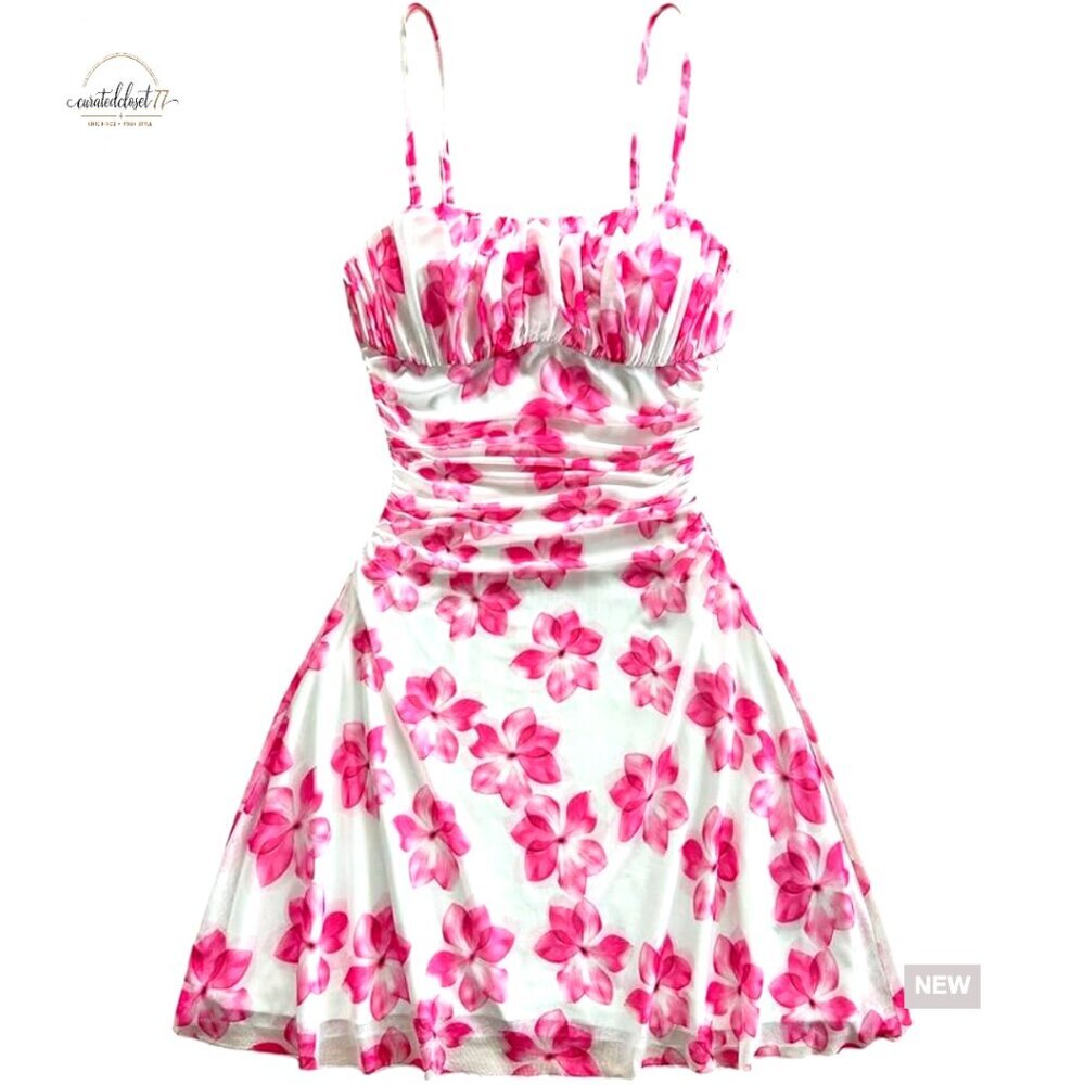 Floral Mini Dress Boho Summer Beach Sundress A-Line Spaghetti Strap